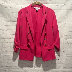 Carole Wren Chic Fuchsia Pink Blazer with Gold Accents Woman’s Size Small